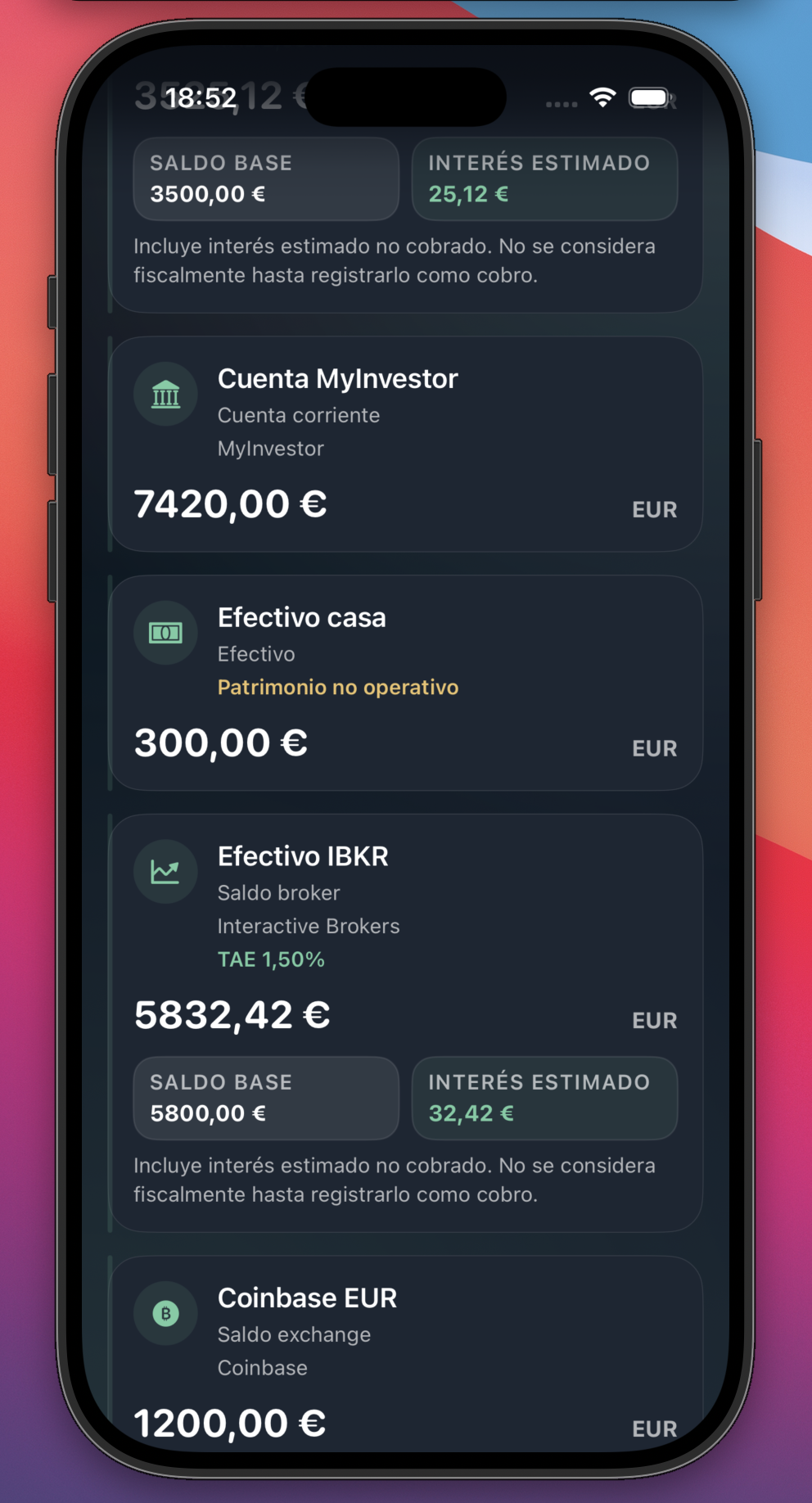 Cuentas y depósitos dentro de la cartera de Vlyxis