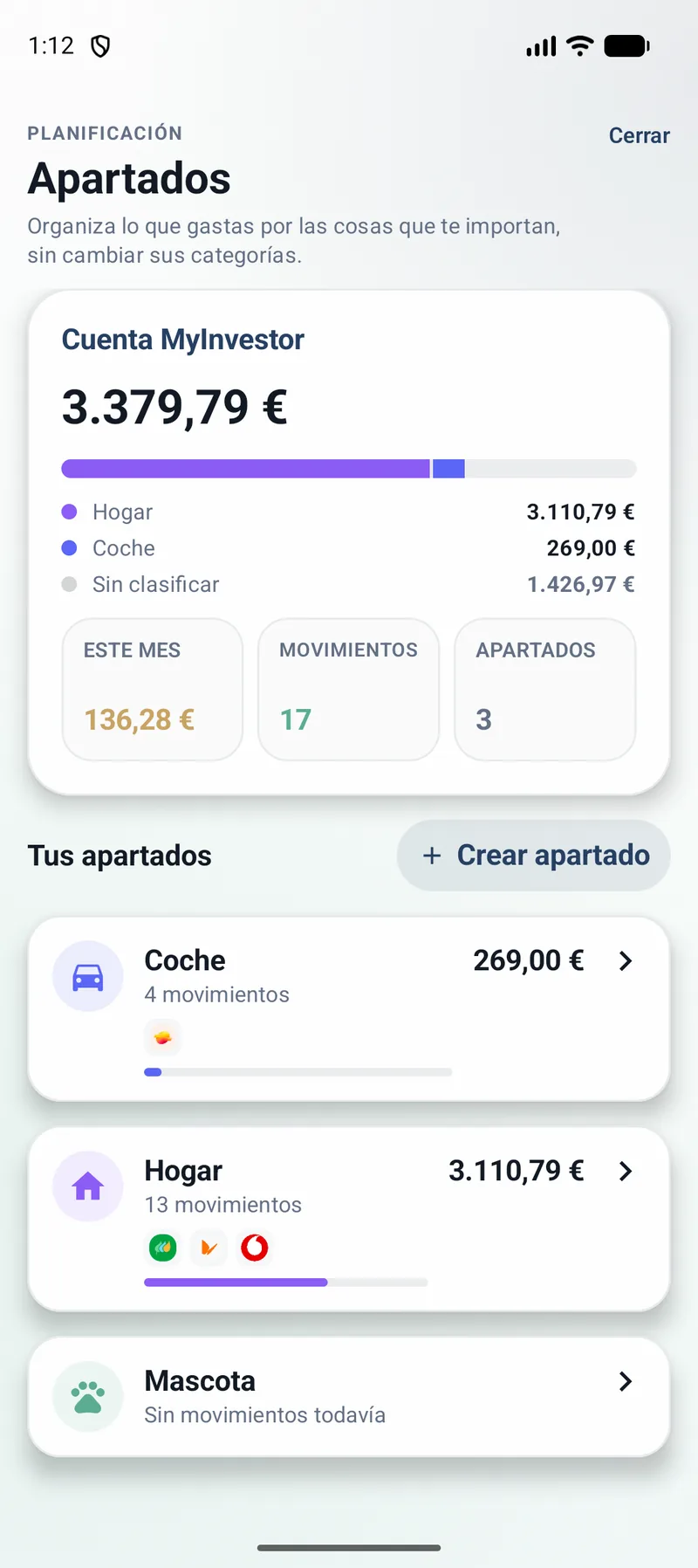 Apartados de gasto en Vlyxis