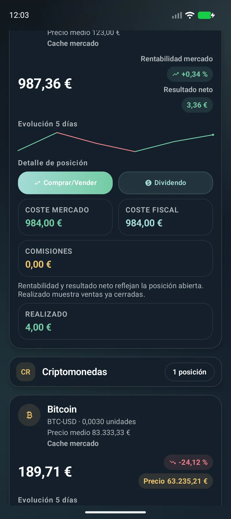 Bloque de ETFs y cripto dentro de la cartera de Vlyxis